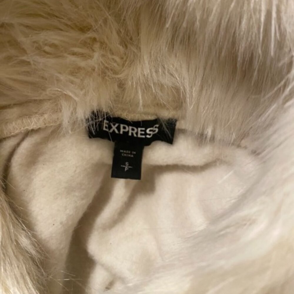Express Cream Faux Fur Hoody